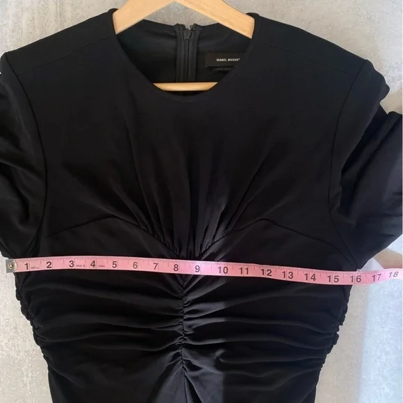 Isabel MarantLinario Ruched Bustier Long Sleeve Dress Black 42 US 10 NWT